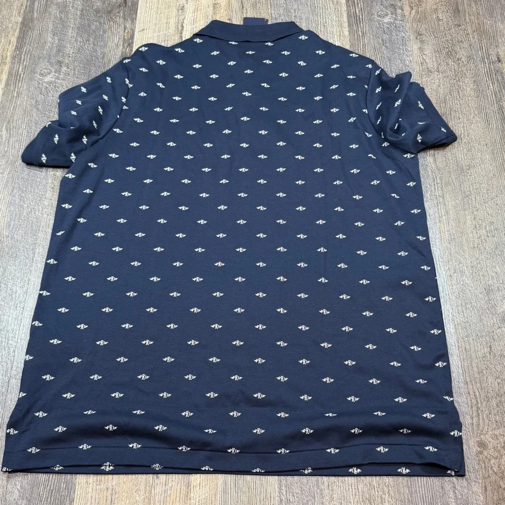 Polo Ralph Lauren Mens AOP Navy Blue Winged PRL Logo Classic Fit Shirt Large NWT